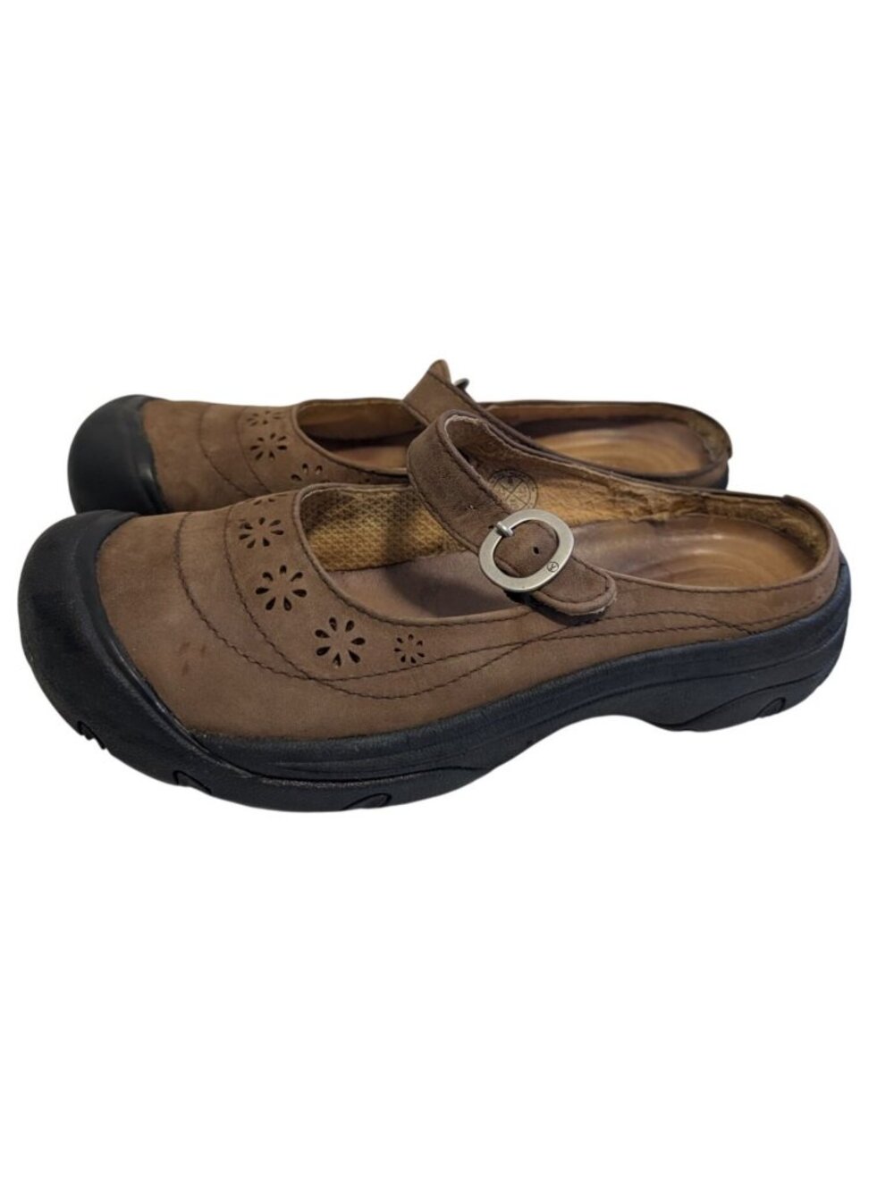 KEEN Berkeley Brown Suede Mary Jane Slip On Clog Mules Cutout Womens Size 8